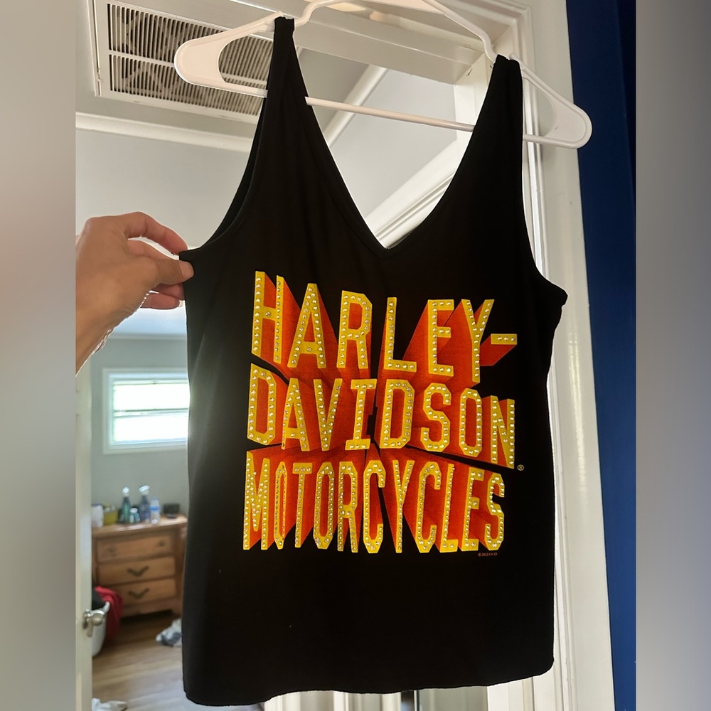 Harley Davidson women’s v neck embellish tank top